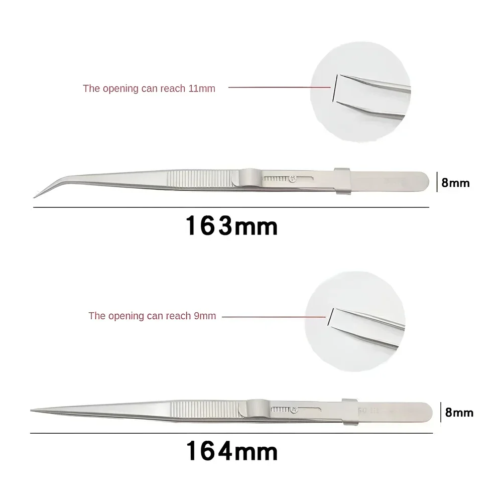 Professional Stainless Steel Tweezers Adjustable with Buckle Slide Lock Antistatic for Diamond Gem Jewelry Making Precision Tool