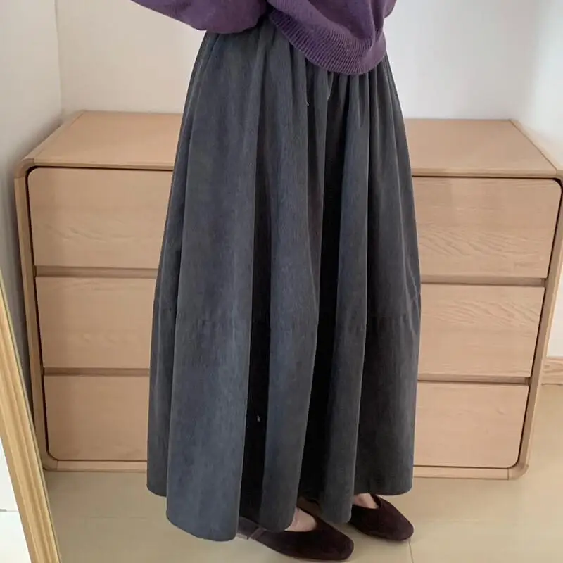 Saia feminina outono e inverno saia de veludo cintura alta emagrecimento uma linha saia casual elegante jovem versátil estilo coreano
