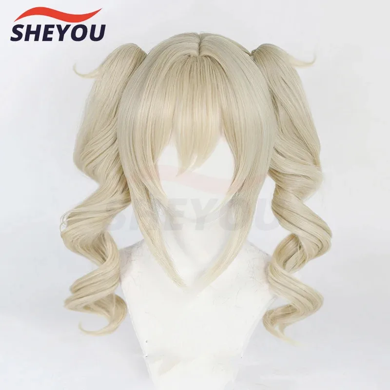 

COSda@Game Impact Barbara Cosplay Wig Ash Brown Long Curly Twin Ponytails Heat Resistant Hair Wigs + Wig CapCOSda@