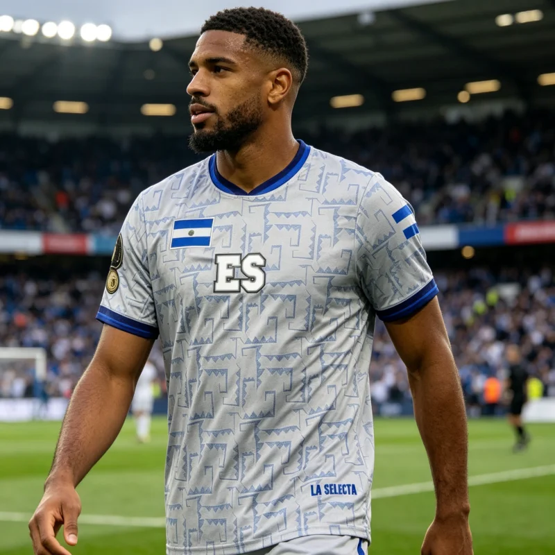 Camisa de Futebol El Salvador Blanca Nacional ES La Selecta, Camiseta Esportiva Respirável para Fãs da Seleção Nacional, Camisetas para Família e Crianças