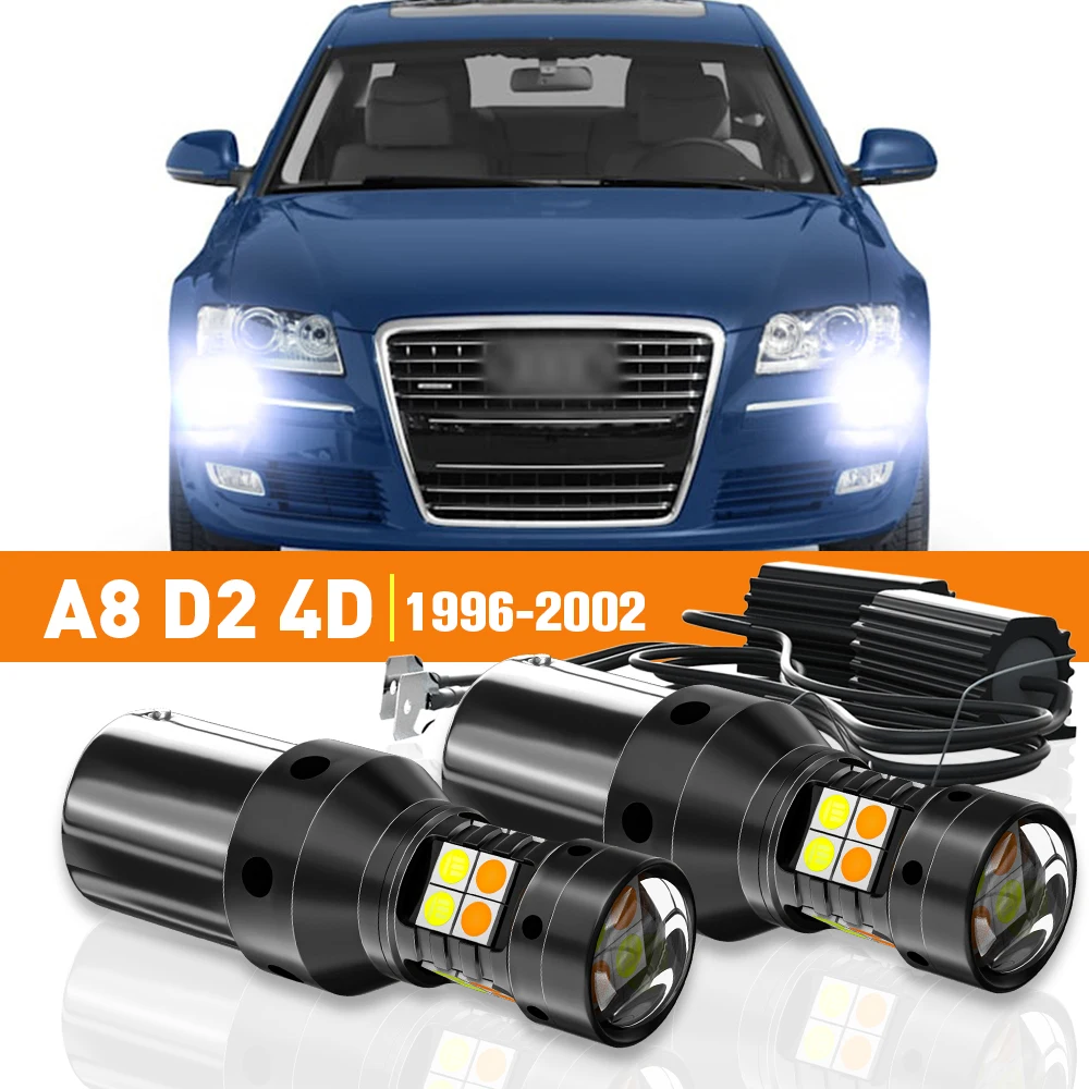 

2pcs LED Dual Mode Turn Signal+Daytime Running Light DRL For Audi A8 D2 4D 1996-2002 1997 1998 1999 2000 2001 Accessories Canbus