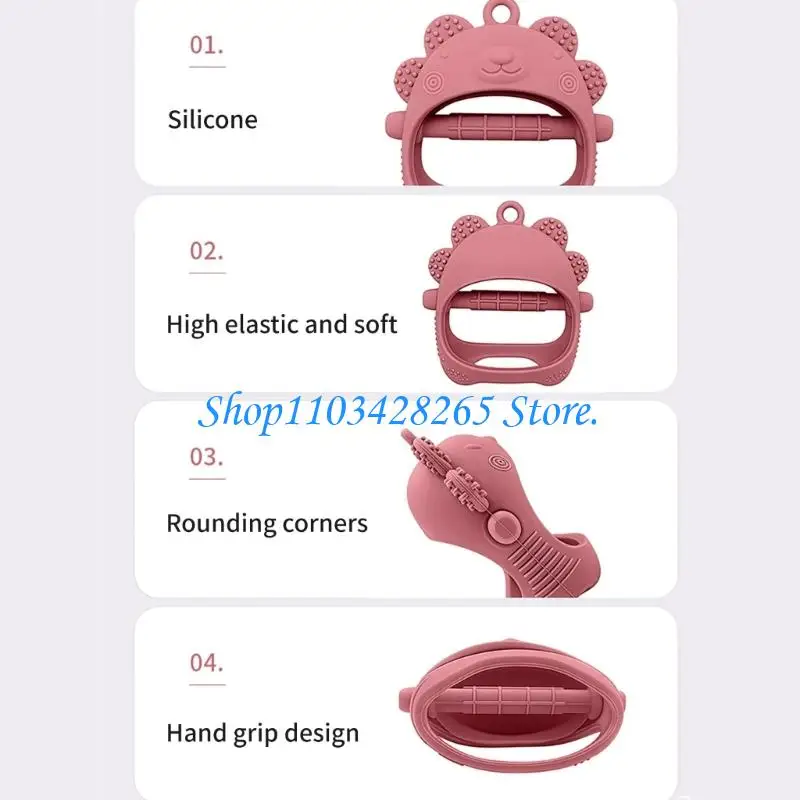 لطيف سيليكون التسنين القفازات الحيوان تصميم مضغ حارس اليد لعبة للرضع لوقف مكافحة الأكل اليد G2TE