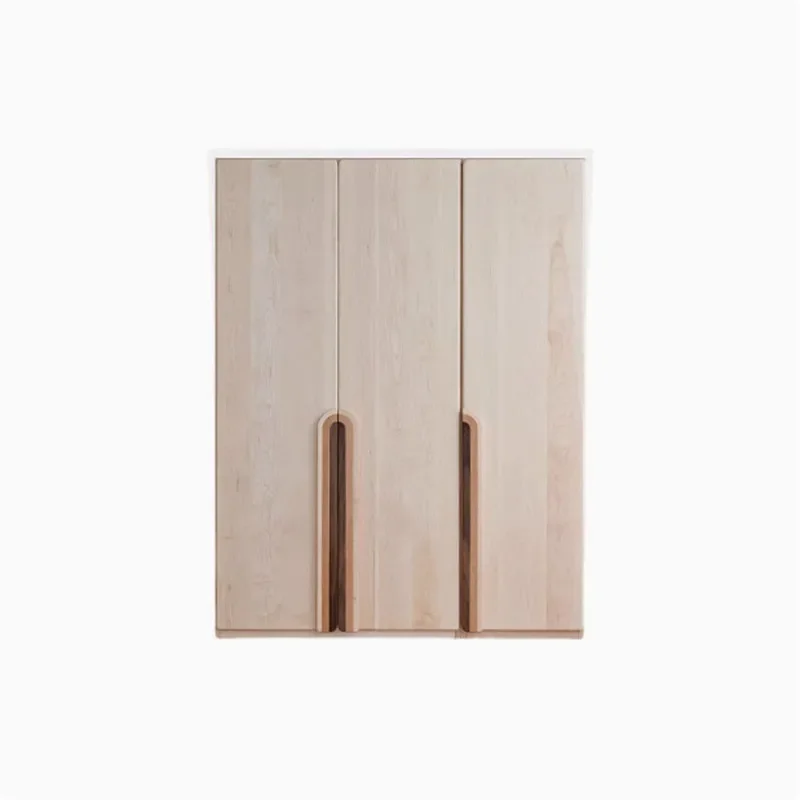 North American Hard Maple Kids Wardrobe Solid Wood Double Door Storage Cabinet Simple White Oak Cherry Finish for Bedroom