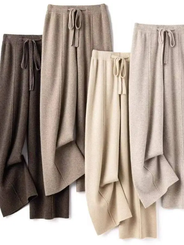 

Женские брюки Cloud Plus Size: утепленные, вязаные, с эластичным поясом, прямые, длинные, для весны и осени, повседневные, комфортные