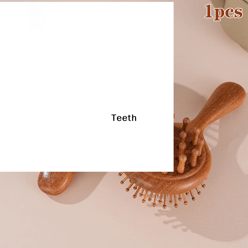 

Double-Sided Meridian Comb Scalp Therapy Massage Comb Head Caring Natural Sandalwood Round Handle Comb Scraping Body Massager