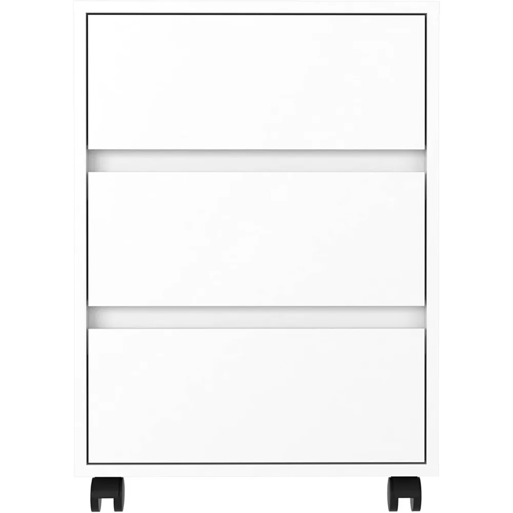 خزانة ملفات بيضاء ذات 3 أدراج مع آلية قفل، وأربع عجلات، وأعلى فائق، وتصميم وظيفي لكفاءة المكتب #5