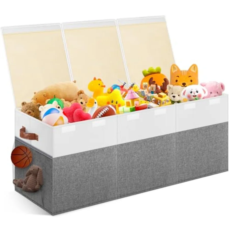 

Toy Storage Box with Lid, Collapsible Sturdy Toys Chest Storage Organizer Bin Basket with Divider for , Boys, Girls, Closet, Pl