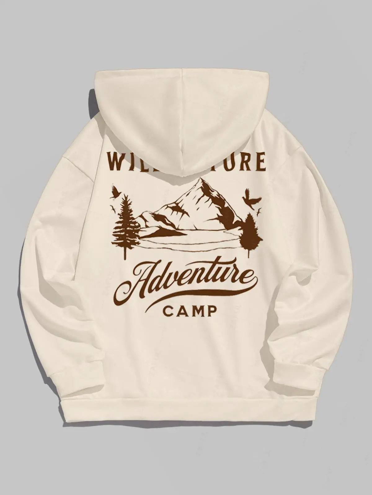 

ZAFUL Women's Casual Letter Mountain Tree Bird Pattern Printed Long Sleeves Pullover Hoodie