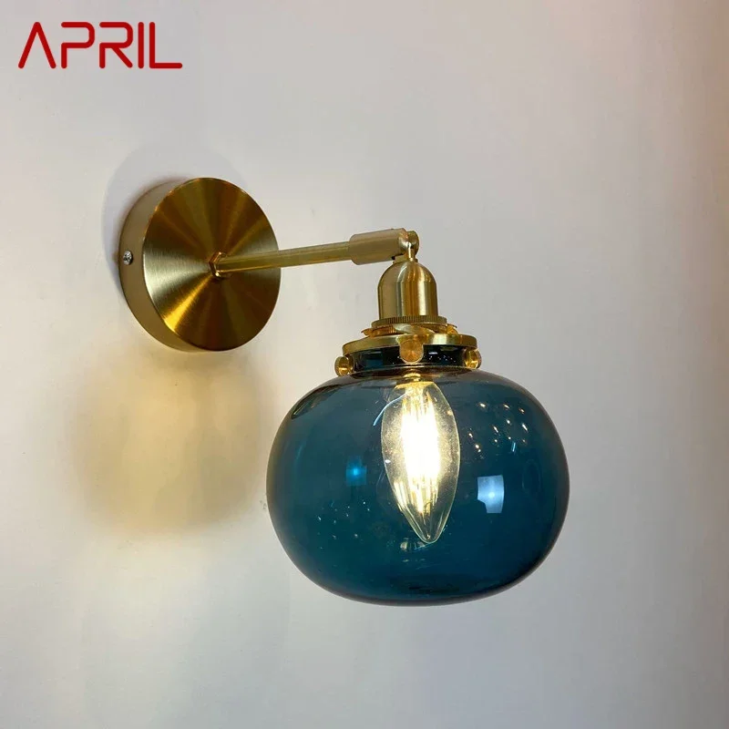 

APRIL Nordic Brass Wall Lamp Indoor Living Room Bedroom Bedside Lamp Modern Hotel Corridor Hallway Wall Lamp