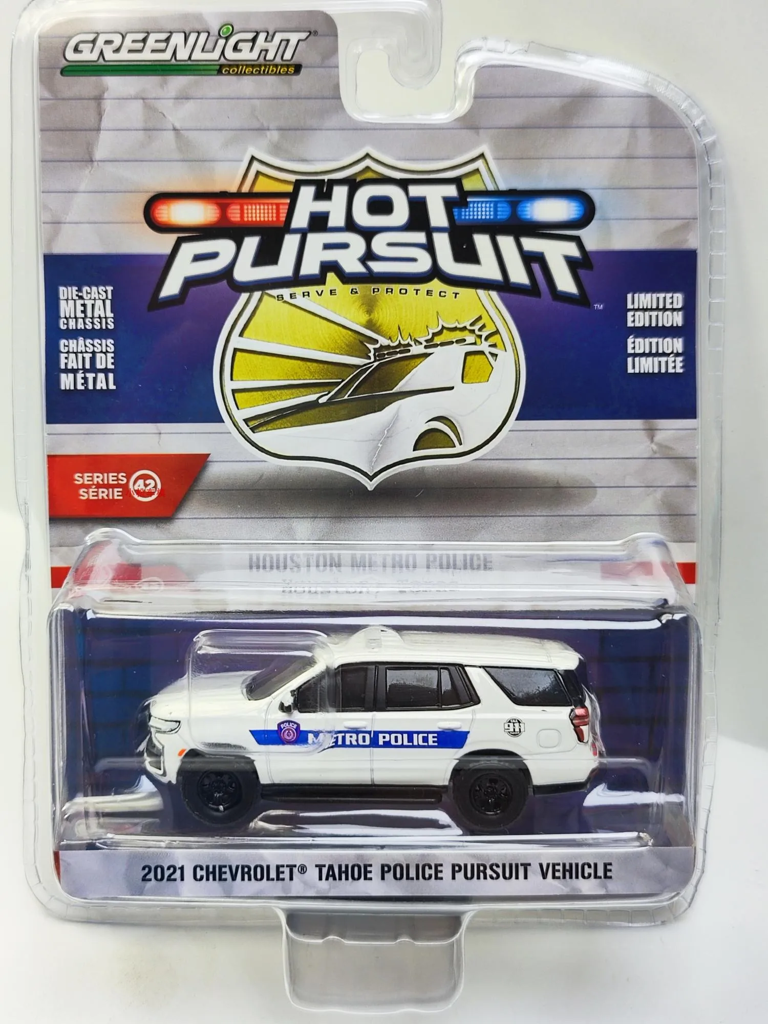 1:64 2021 Chevrolet Tahe PPV Houston, Texas Police Car Advanced Carโมเดลของสะสม
