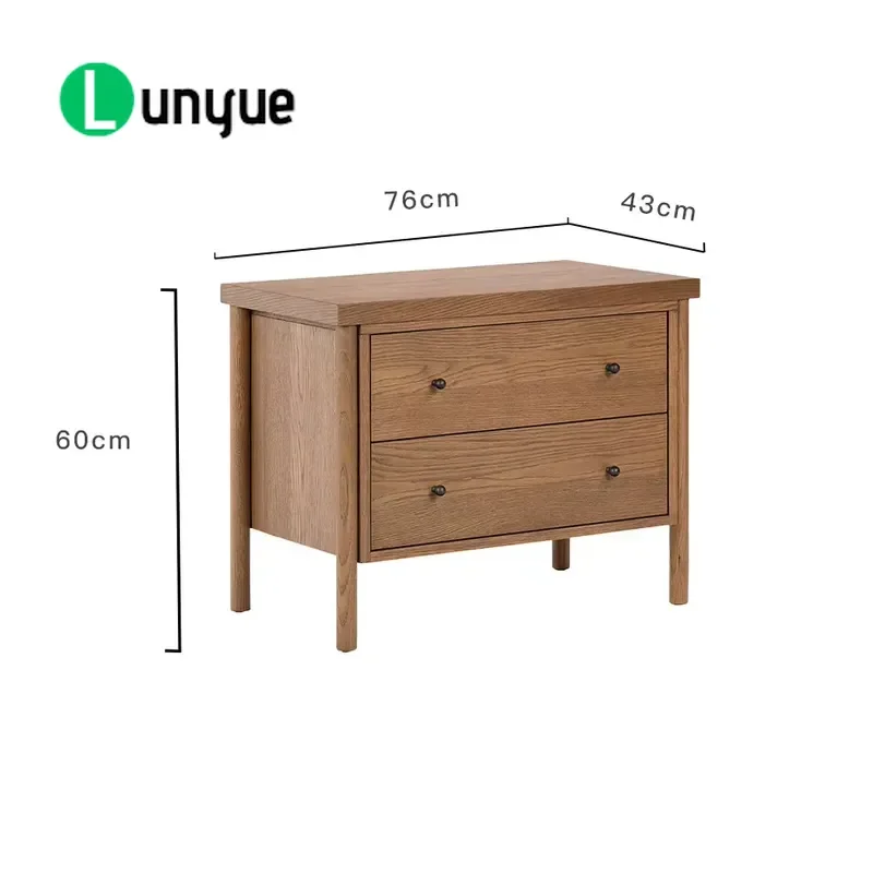 Modern Oak Bedside Table Customized 2 Drawer Solid Wood Nightstand Suitable for Exhibition Hall Cabinets Durable Storage
