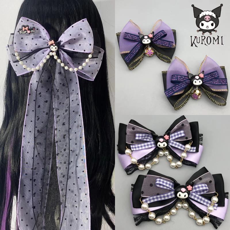 

Anime Kawaii Original Japanese Lolita Kuromi Hairband Bow Ribbon Hair Accessories Necklace Headwear Hoop Hairpin Girls Headgear