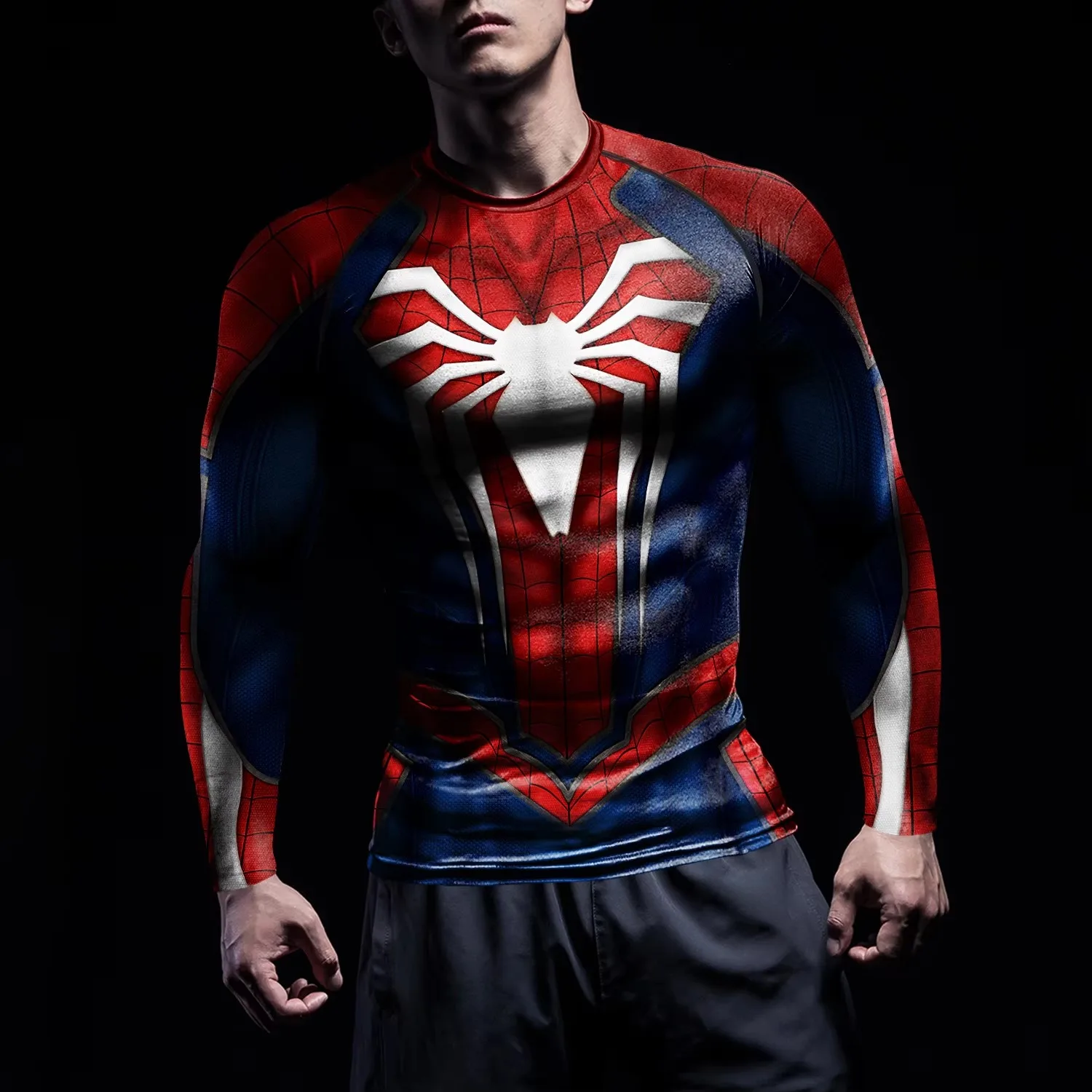 2026 Spider Graphic Vintage Print Kompressions-Langarmshirt Schnelltrocknend Sport Fitness Workout Trainings-Top Familien-Matching – Detail 7
