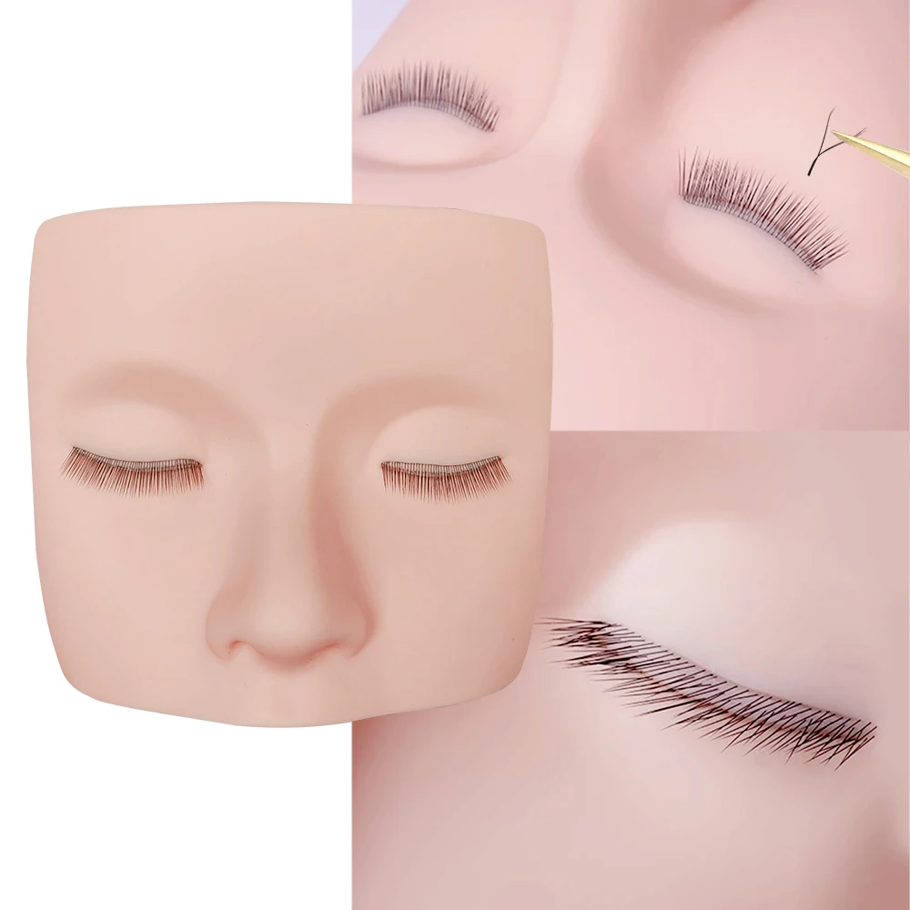 Simulation False Eyelashes Practice Head Eyelash GraftingTraining Mannequin Head Model 110-120 Eyelashes Reusing Practice