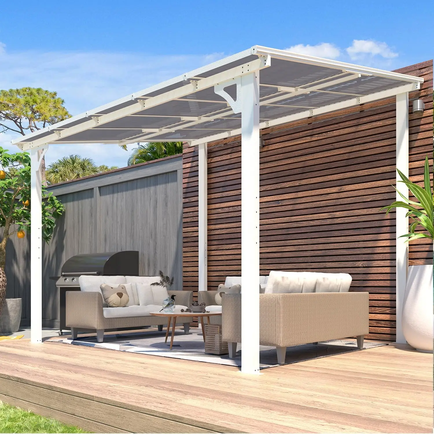 Imagem -02 - Pérgola de Parede Grande para Pátio ao ar Livre Magra para Gazebo Toldos de Metal Gazebo Folga em Branco 10 Pés x Pés