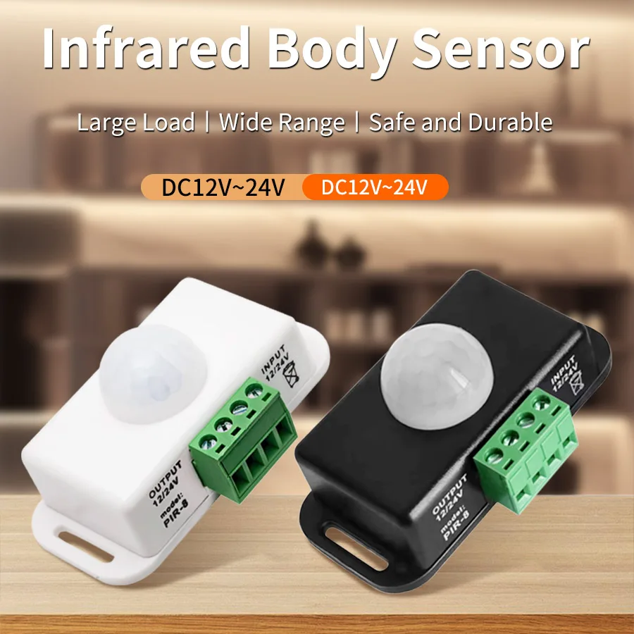 Infrared Body Sensor DC12-24V PIR Motion Sensor Time Adjustment Infrared Human Sensor Switch Infrared Human Induction Detector