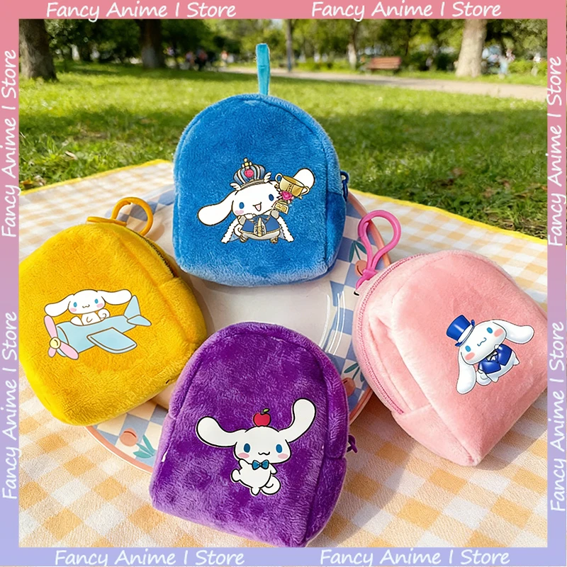 Monedero de dibujos animados Cinnamoroll, bolsas de almacenamiento de dinero con estampado bonito, Mini monedero portátil para niña y niño, billetera con cremallera, regalos de fiesta para niños