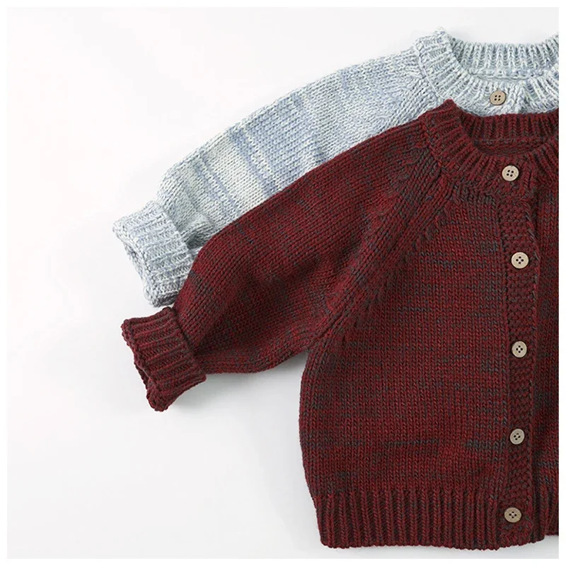 MILANCEL 2024 Autumn Children\'s Sweater 1-6Y Girls Knitted O-Neck Single-breasted Cardigan Coat Boys Loose Thick Outwear