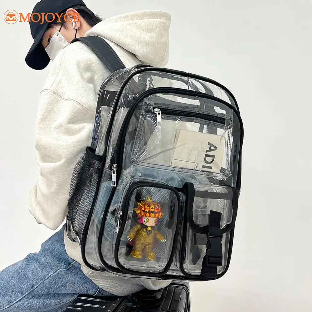 Ladies PVC Transparent Knapsacks Large Capacity Women Mochilas Simple Clear Multi-pockets Backpacks Hot Selling Fashion Rucksack