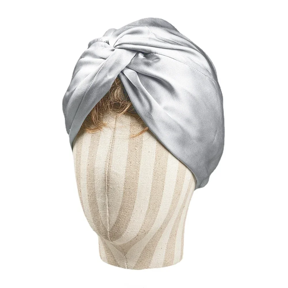 100 Mulberry Silk Turban Bonnets for Women Twisted Sleeping Night Cap 19 Momme Pure Silk Hair Wrap Cap for Curly Ladies Headwrap