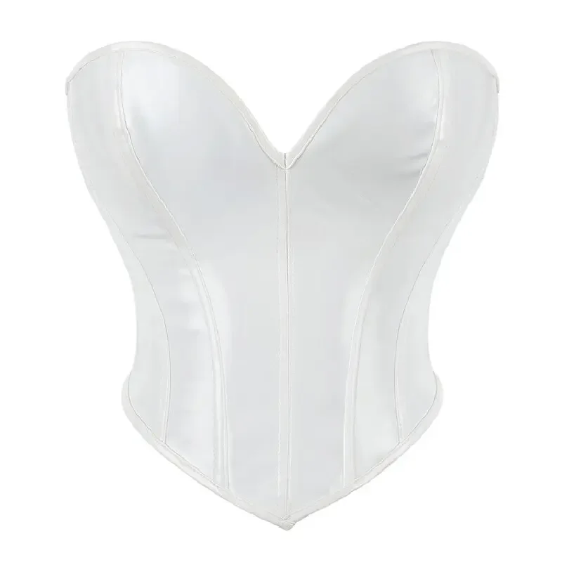 White Shiny Leather Corset Crop Tops Sleeveless Off Shoulder Vest Female Underwear Backless Bustier Top Party Short Camis