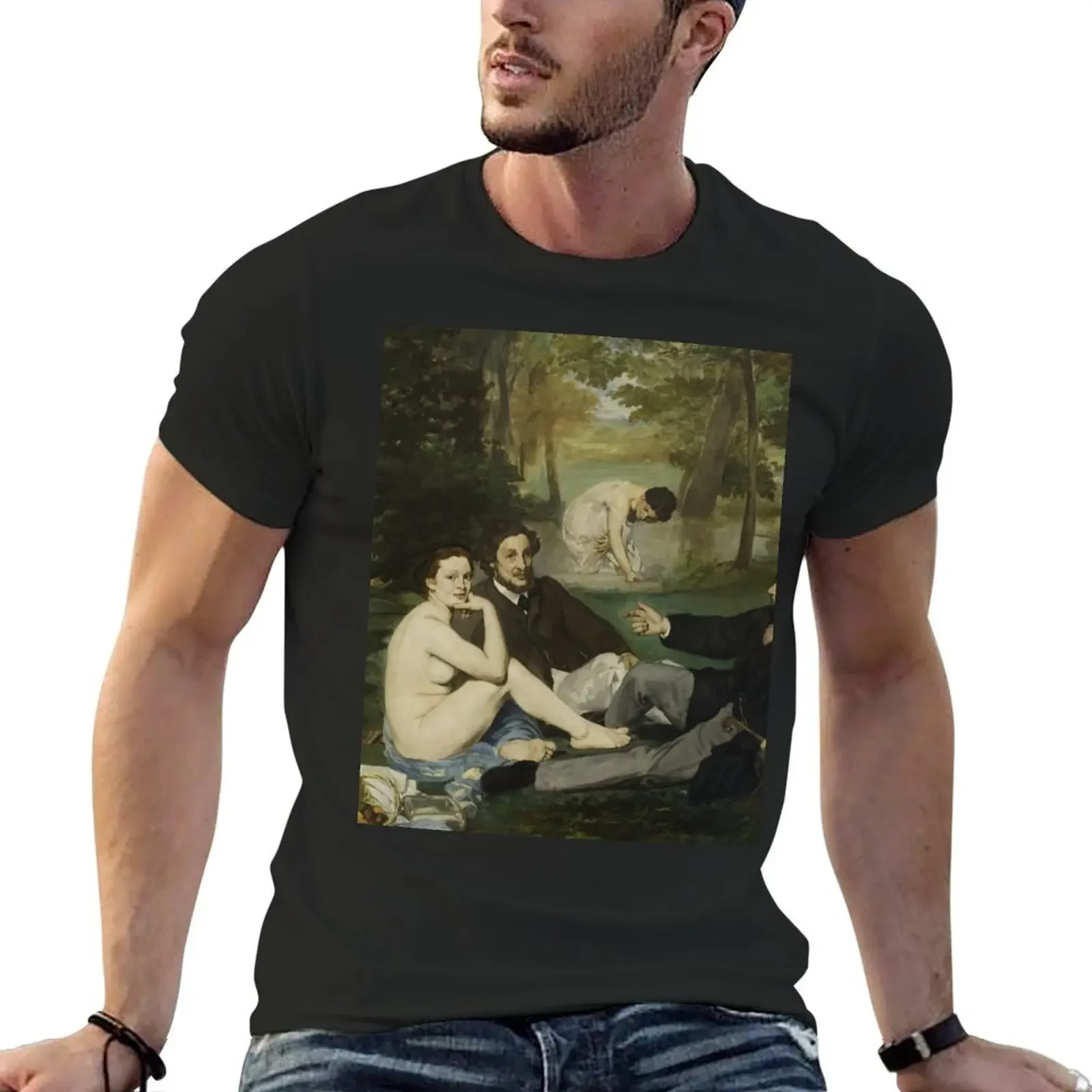 Manet - Luncheon on the Grass/ Le Déjeuner sur l'herbe (1863) T-Shirt graphic shirts Blouse quick-drying t shirt men 100℅ cotton