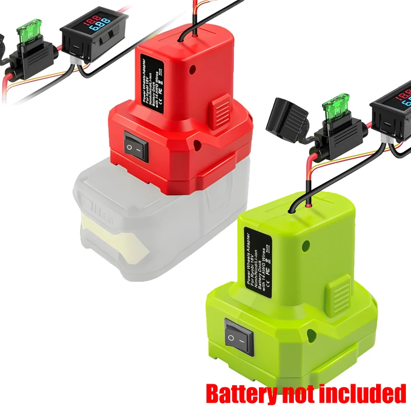 Portable Power Supply Connector Adapter Compatible with For Ryobi/Craftsman 18/20V Battery for DIY Toys with 14 AWG Wire Switch