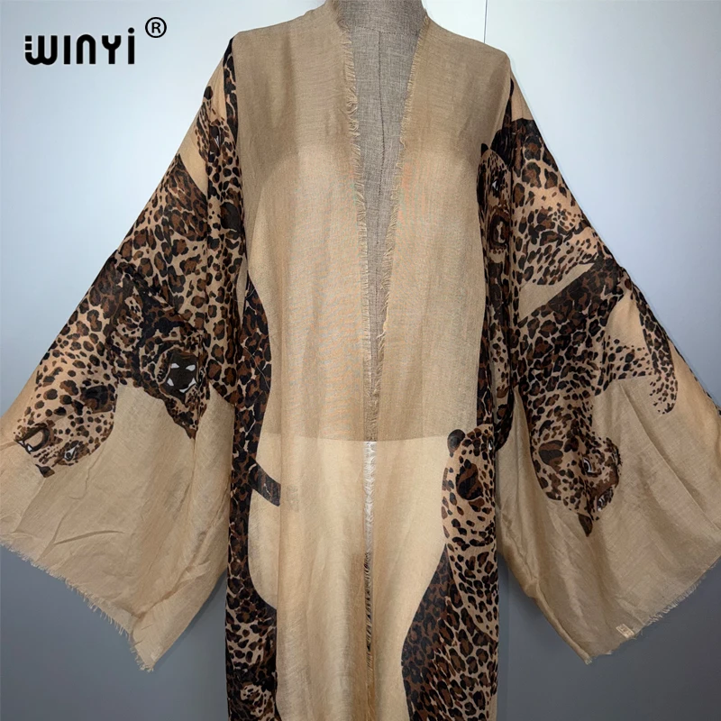 WINYI neues Sommer-Outfit Kimono Afrika Boho Strand vertuschen muslimisches Kleid Strickjacken Strandkleidung Frauen Abaya Dubai Luxus-Kaftan