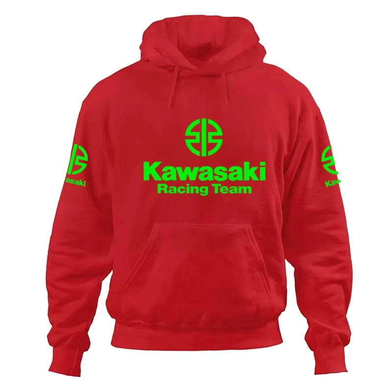Kawasaki Logotipo de motocicleta 2025 Primavera_Summer Nueva tendencia de moda Y2K Sudadera con capucha para hombre Deportes al aire libre Ropa atlética Sudadera con capucha para mujer