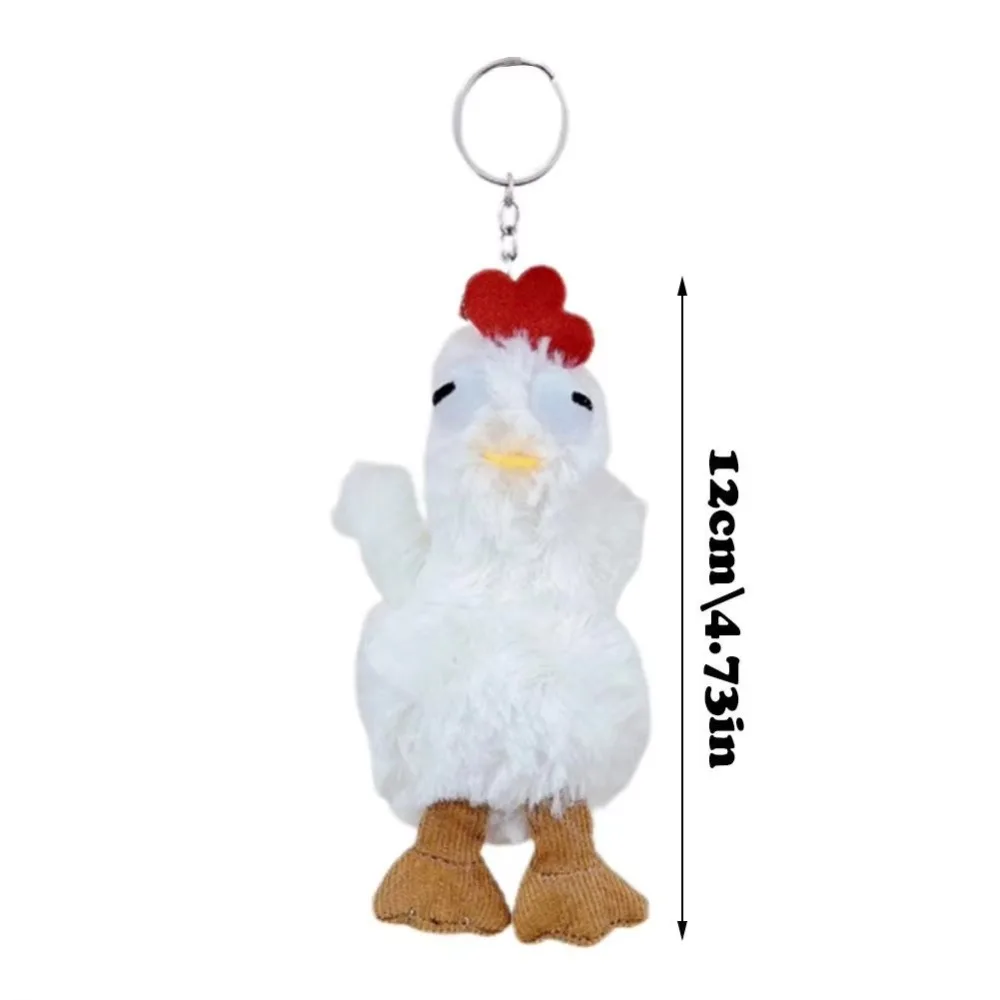 Simpatico portachiavi in peluche da 12 cm con strato stridulo, pollo in peluche, ciondolo per borsa, accessorio per borsa con ciondolo