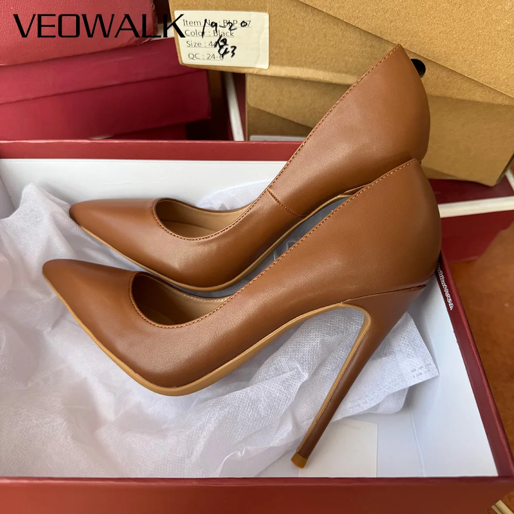 Customize Classic Matte Brown Black Sexy 12cm Woman High Heels Pointed Toe Shallow Stilettos Pumps Work Ladies Dress Shoes