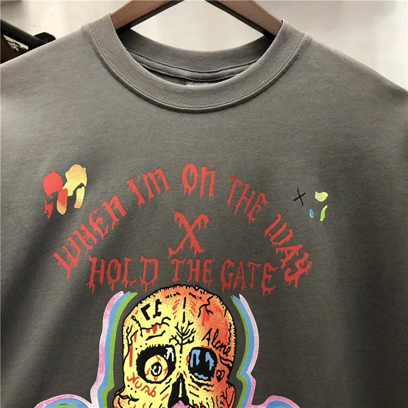 2022 Hold The Gate T shirt Men Women High Quality Skull Graphic Print Kanye West Tee Hip Hop Ye Tops Graffiti Short Sleeve