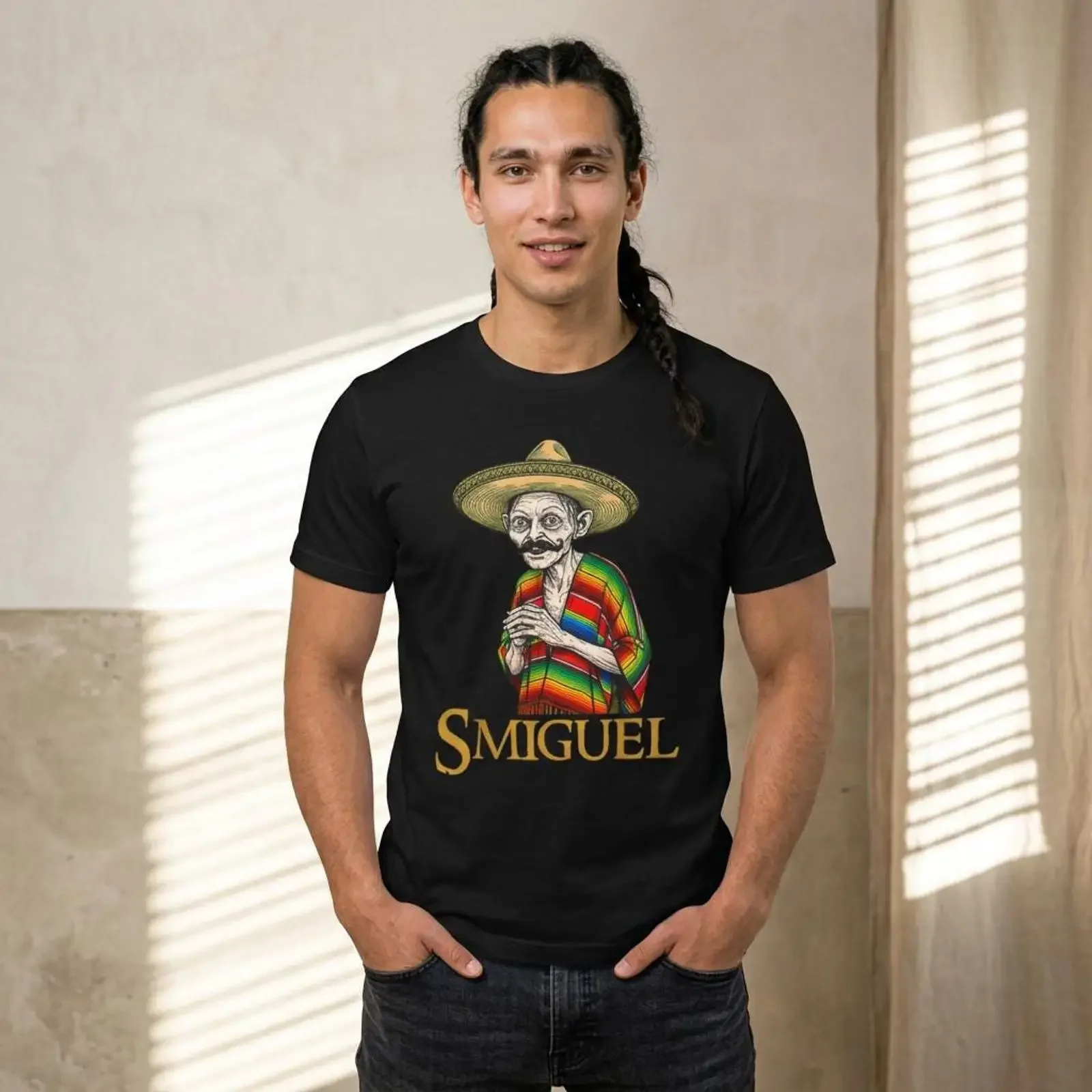 Smiguel Mexican Sombrero T Shirt Funny Culture Mashup Sméagol Parody Fiesta Top vintage Washed designer clothes Unisex