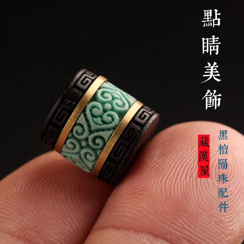 

Handmade Ebony Inlaid Magnesite Tube Spacer Beads for DIY Vajra Star Moon Buddhist Mala Accessory Unisex Daily Wear Jewelry Gift