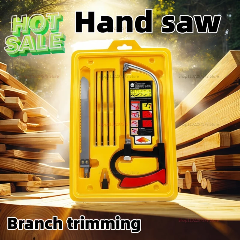 7-in-1 Multifunction Hand Saw Kit with Steel Hacksaw for Metal Wood Glass DIY Crafting Model Making Includes 6 Blades