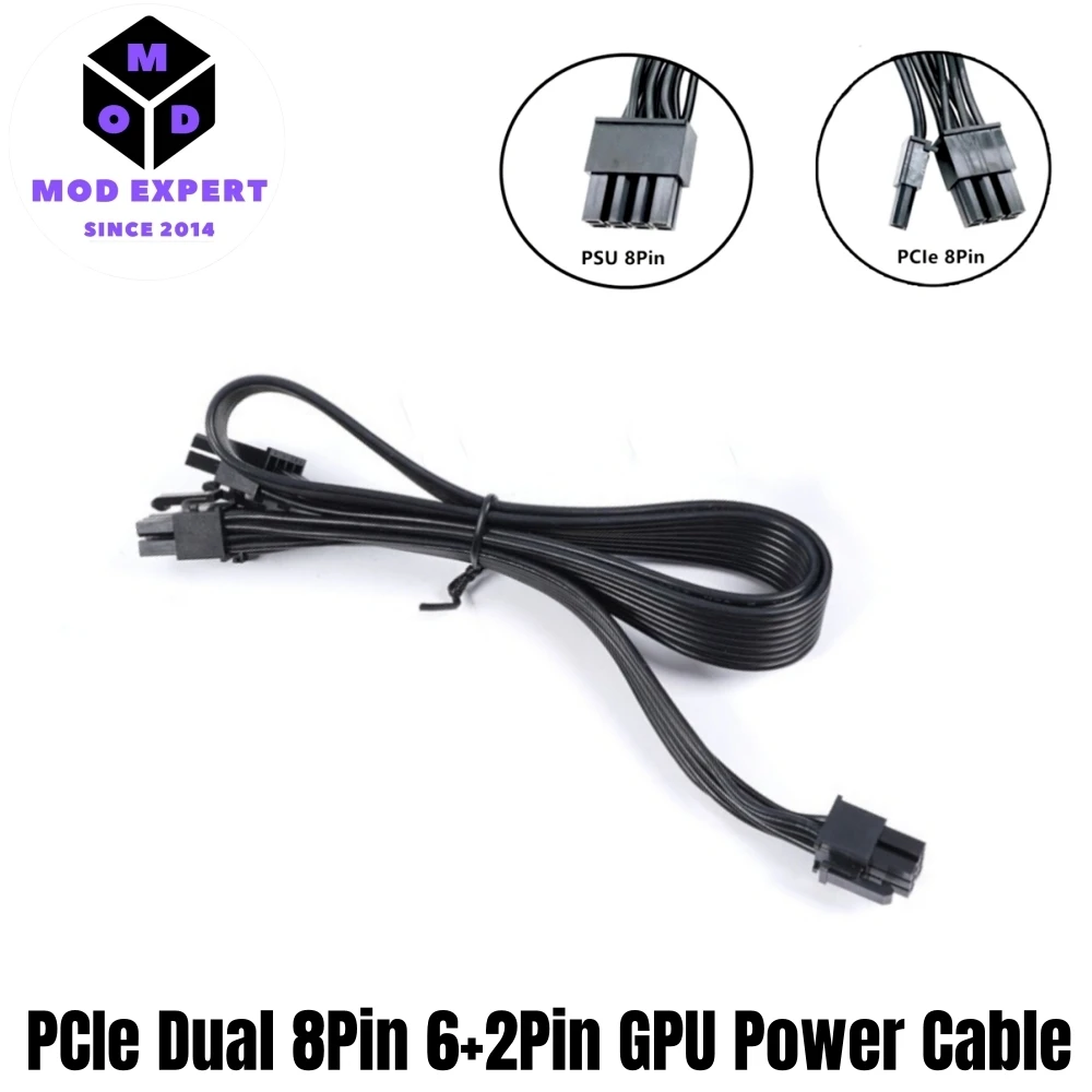 

PCIe Dual 8Pin 6+2Pin GPU Power Cable for Corsair RM1000i, RM850i, RM750i, RM650i RM-i GOLD Type 4 Modular Powers, 60+20CM 18AWG