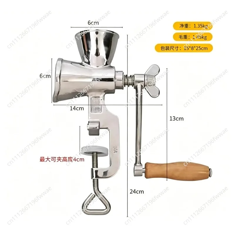 Full Stainless Steel Classical Kitchen Tool Manual Poppy Mill Grain Seeds Mill Hand Operated Nut Grinder And Spice Grinder