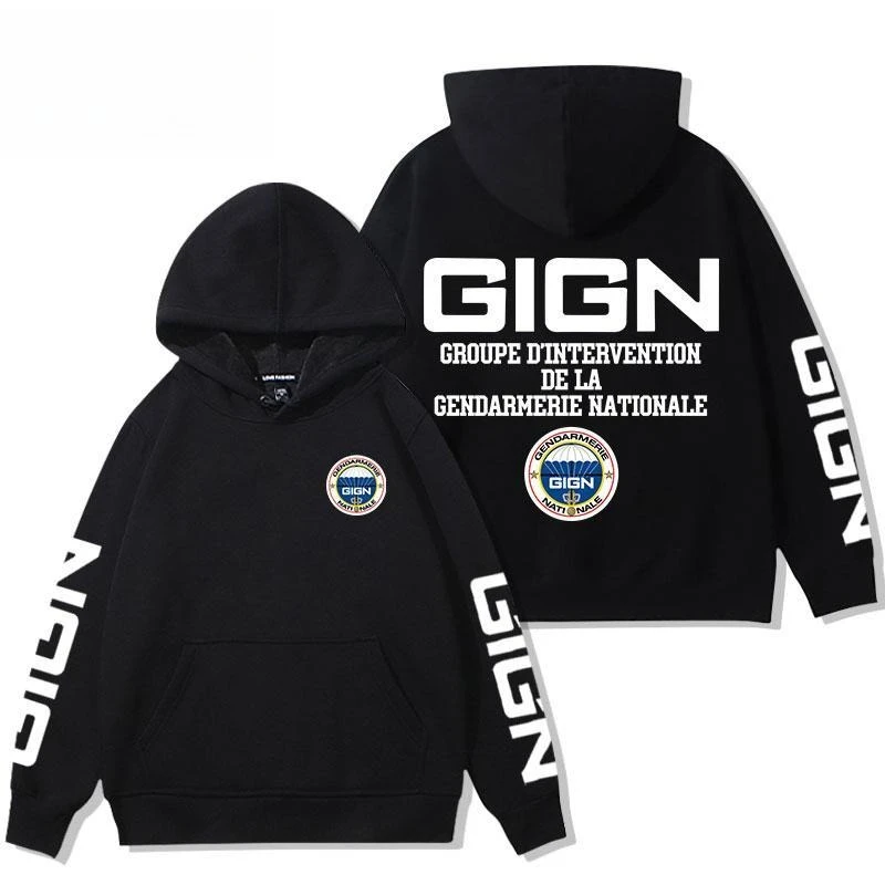 French National Gendarmerie Secret Service Hooded Sweater GIGN Mobile Task Force 141 Tactical Loose Sweatshirt Men's Casual Top