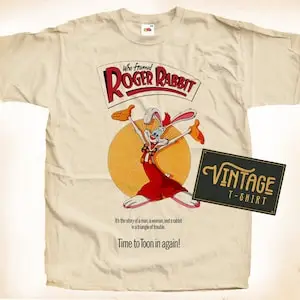 Who Framed Roger Rabbit V1 T shirt Tee Natural Vintage Cotton Movie Poster Beige All Sizes