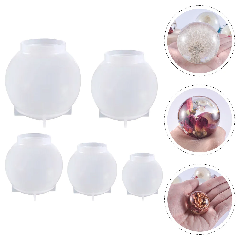 

5Pcs Crystal Resin Sphere Silicone Mold for DIY Handmade Crafts Soap Making Art Decorations Sphere Silicone Mold
