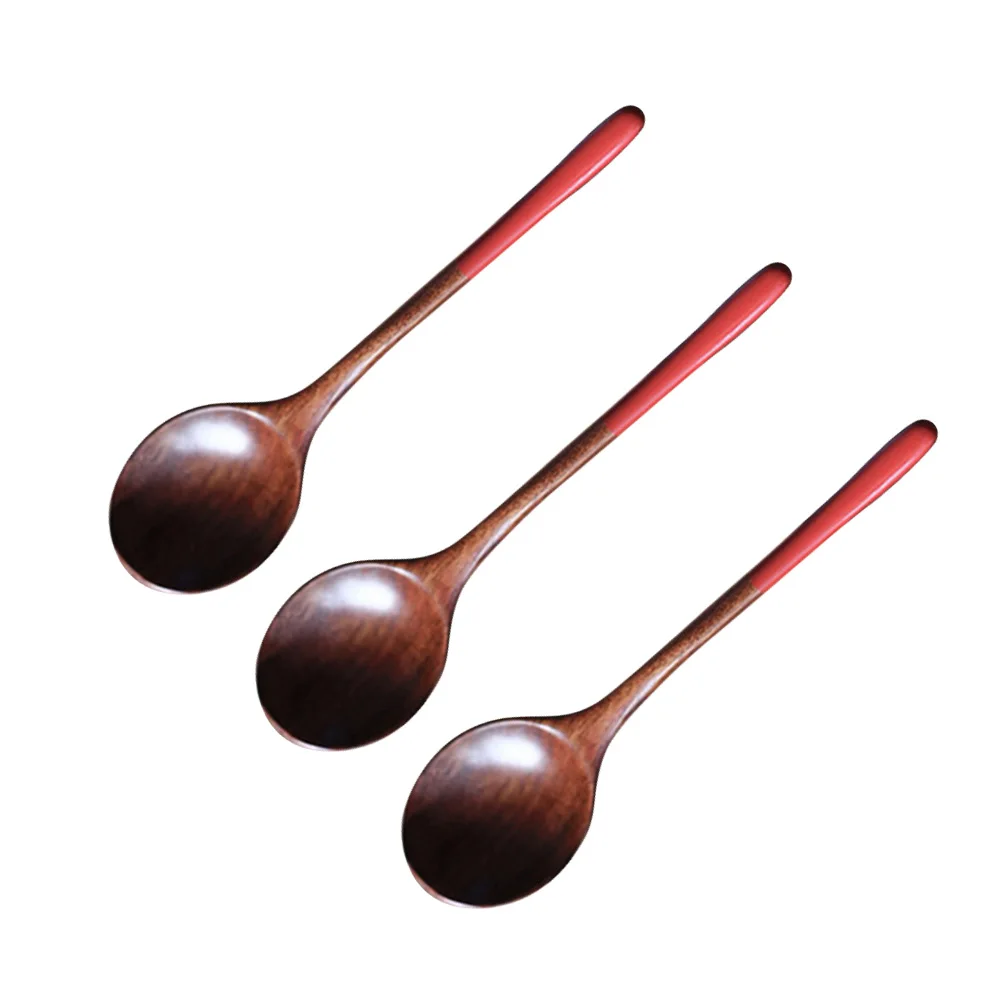 

3pcs Wooden Spoon Kitchen Utensil Food Serving Scoop Soup Sturdy Natural Wood Tableware Japanese Style Eco Friendly