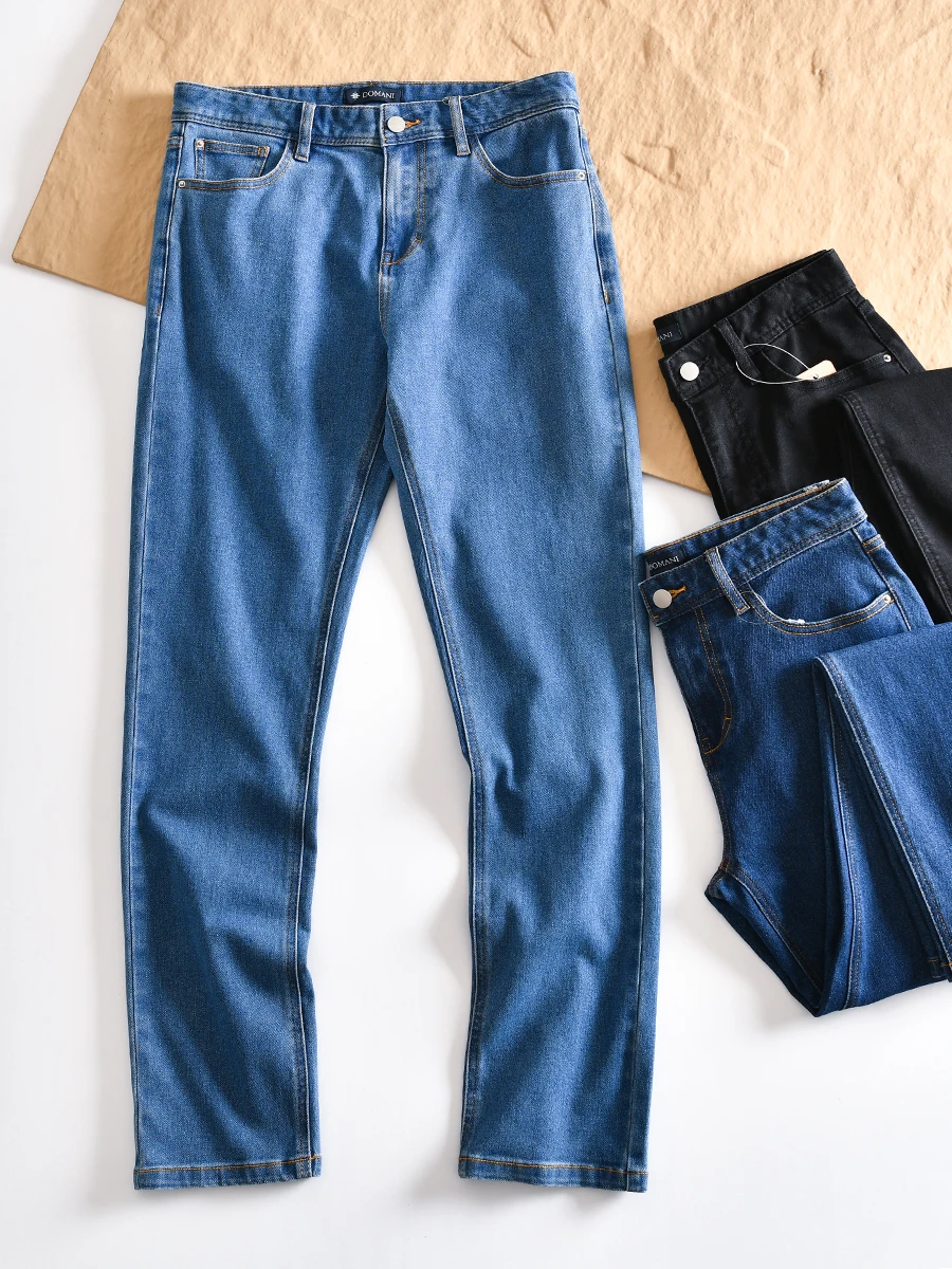 

Italian Style Comfortable Men's Straight Leg Casual Jeans Breathable Stretch Denim Spring Season Youth Fashion Zipper Fly