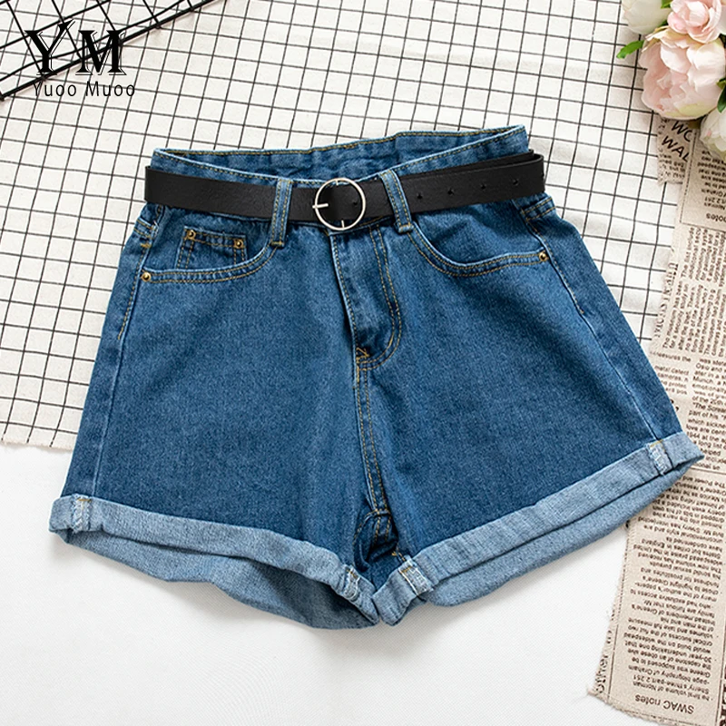 YuooMuoo All Match Sashes Casual Women Denim Shorts Crimping High Waist Slim Summer Jeans Shorts Feminino Chic Hot Ladies Bottom