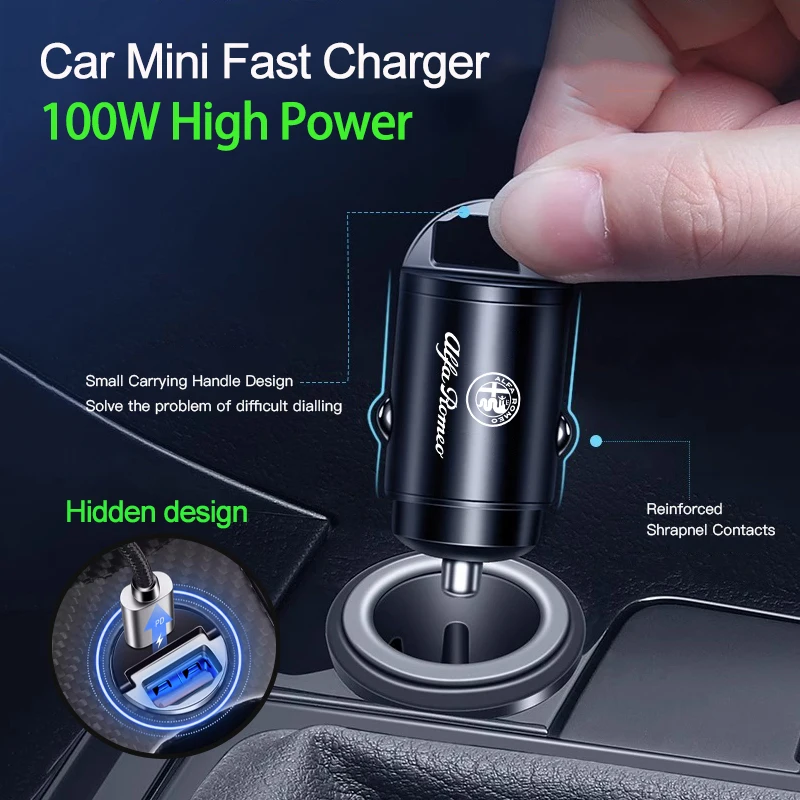 Car Charger USB Type-C Fast Charging Power Adapter ForAlfa Romeo 4C 159 Spider Giulia 156 Tonale Mito Car Internal Spare Parts ﻿