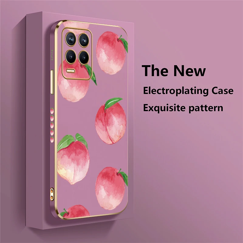 حافظة هاتف ناعمة مقاومة للصدمات لهاتف OPPO Realme 8 Pro 8i 7i 6i 7 5G 6 Pro 5 5i 5s غطاء من السيليكون المطلي بالفاكهة والخوخ #3