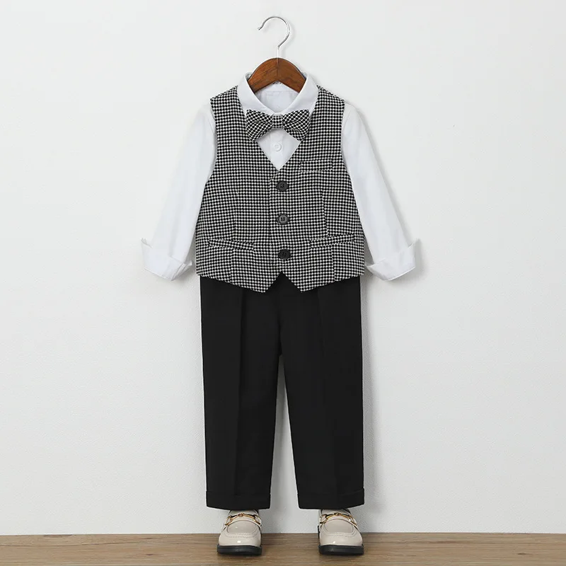 OLEKID Children Wedding Suit For Boys Kids Boys Houndstooth Blazer Coat Suits 1-10Y Little Boys Formal Elagant Suits Outfits Set