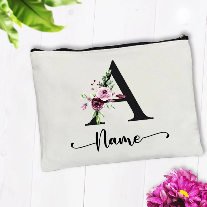 Custom Name Letters Cosmetic Storage Bag Women Travel Toiletry Pouch Luxury Wedding Bridesmaid Gifts Makeup Bag for Ladies Purse