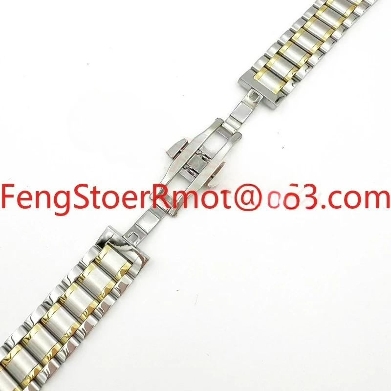 Solid steel strap arc mouth All-steel stainless steel butterfly buckle bracelet Men's and women's watches Flat mouth
