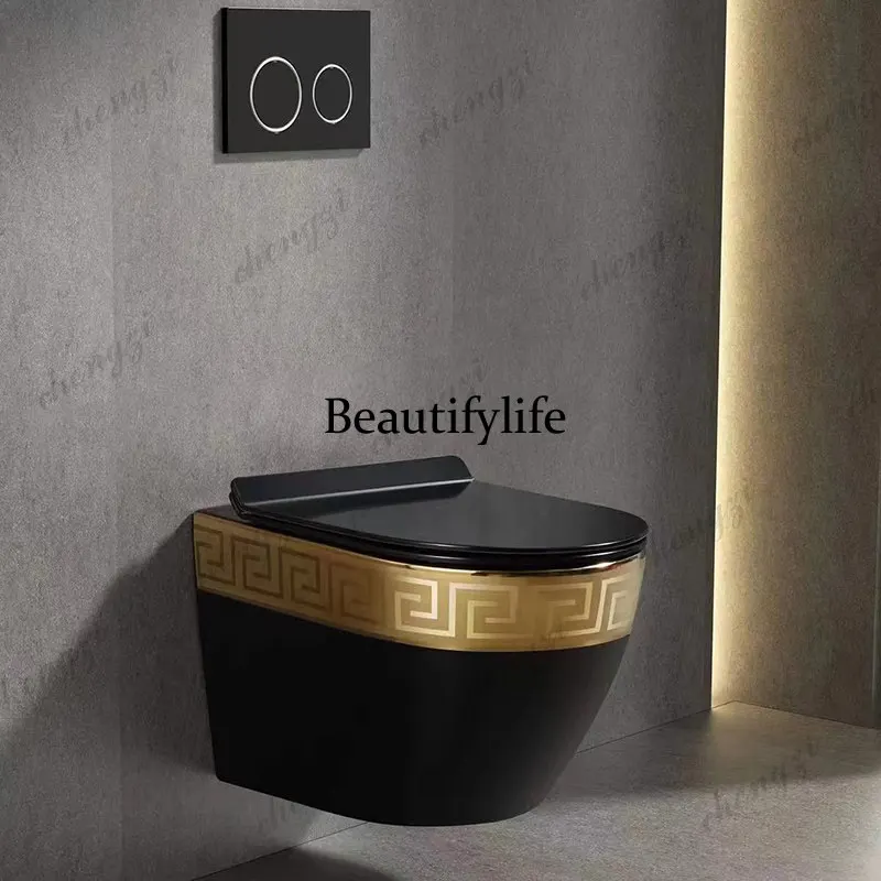 Black wall-mounted toilet, suspended golden toilet, wall-mounted concealed toilet