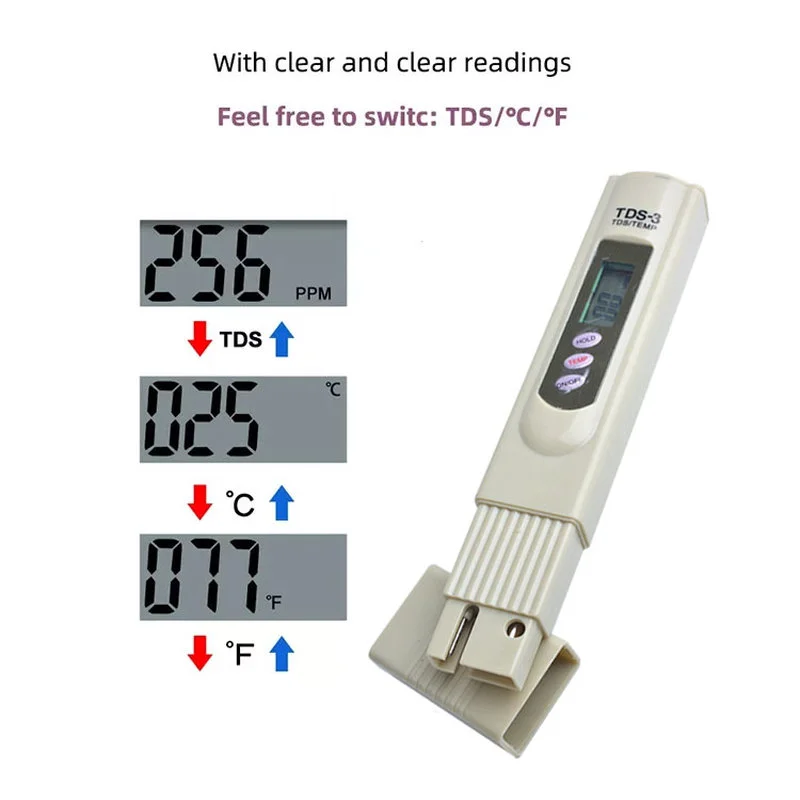 Temperatura Água Dureza Tester, Pen Type, Digital TDS Meter, Hold, TDS-3 PPM